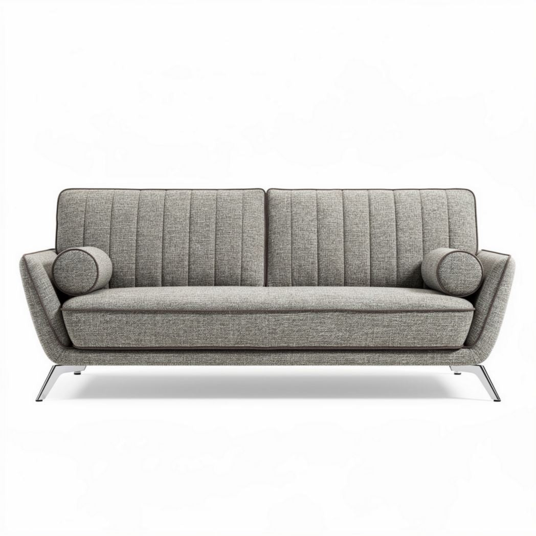 Canapé gris avec accoudoirs en métal mesure 200 x 90 x 85cm