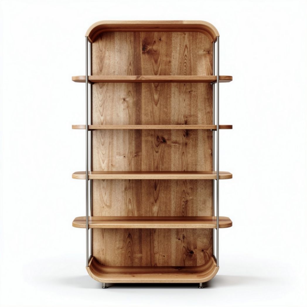 Étagère en bois avec finition naturelle et cadre en métal 180 x 90 x 40cm