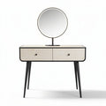 Coiffeuse en bois de pin avec miroir rond dimensions 80 x 40 x 140cm