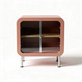 Meuble de rangement en métal rose avec étagère en bois 60 x 40 x 50cm