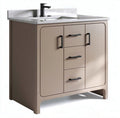 Meuble de salle de bains en bois beige avec plan de travail en marbre 80 x 50 x 85cm