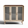 Meuble de rangement en bois et métal 90 x 45 x 100cm couleur beige