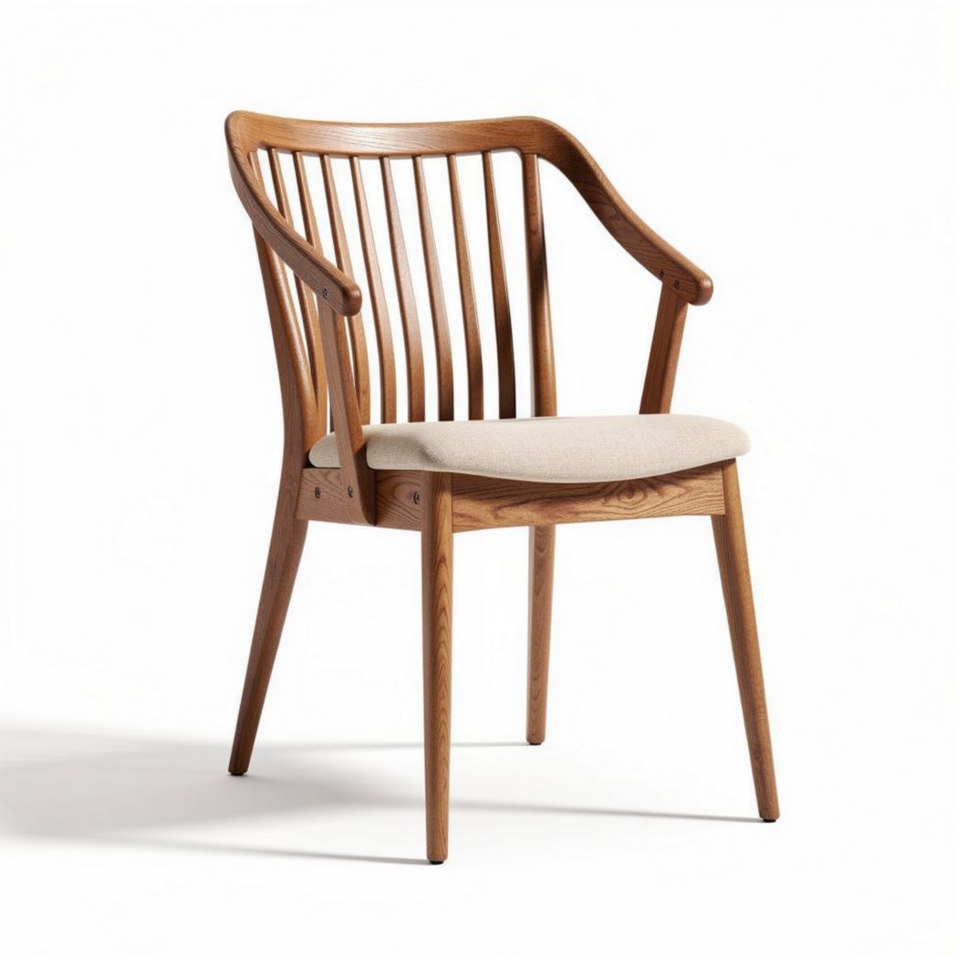 Fauteuil en bois avec accoudoirs et assise rembourrée 45 x 50 x 80cm