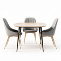 Table à manger en bois de chêne avec quatre chaises en tissu gris 120 x 80 x 75cm