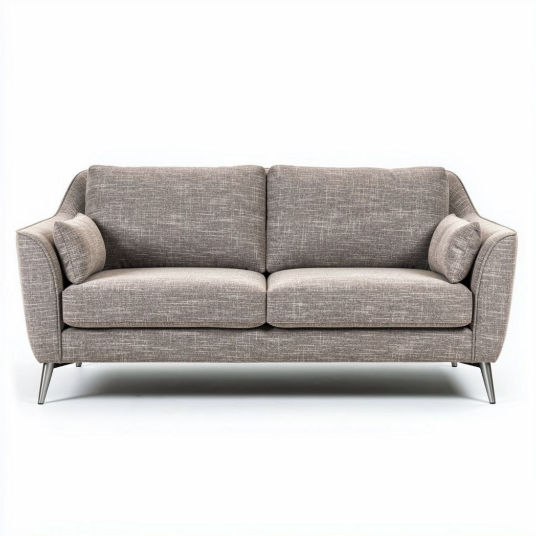 Canapé en tissu gris clair avec coussins latéraux 190 x 80 x 85cm