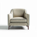 Fauteuil en tissu beige avec coutures vertes et dimensions 80 x 80 x 80cm