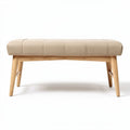 Banc en bois de hêtre avec rembourrage en tissu beige 120 x 50 x 45cm