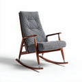 Chaise berçante en bois avec revêtement en tissu gris dimensions 80 x 60 x 100cm