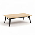 Table basse rectangulaire en bois de chêne avec pieds en métal noir 120 x 60 x 40cm