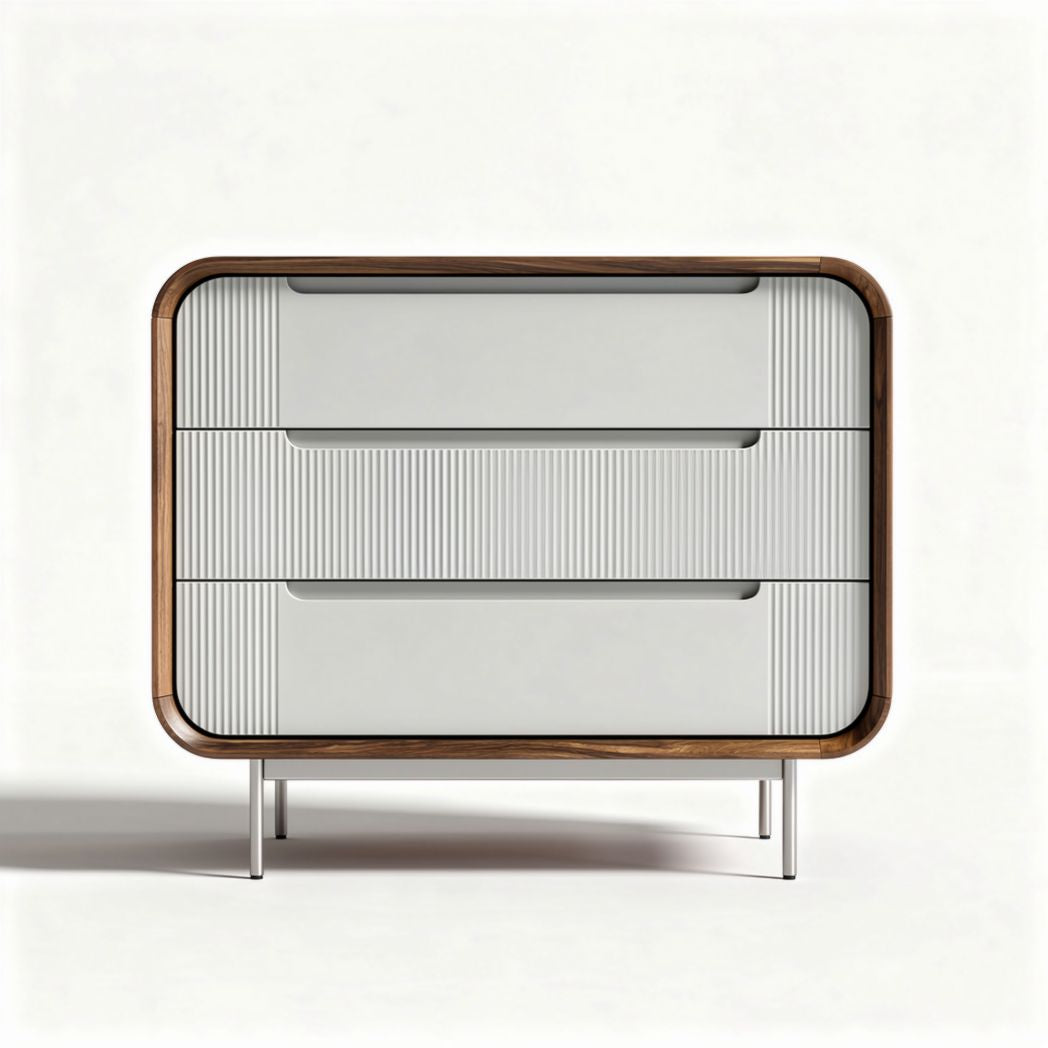 Commode moderne en bois et métal avec trois tiroirs 80 x 40 x 70cm